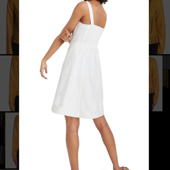 Madewell Linen Button Front Tank Dress - White - Picture 2 of 9